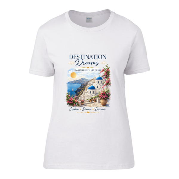 Дамска тениска „Santorini Greece“ с красив туристически дизайн,